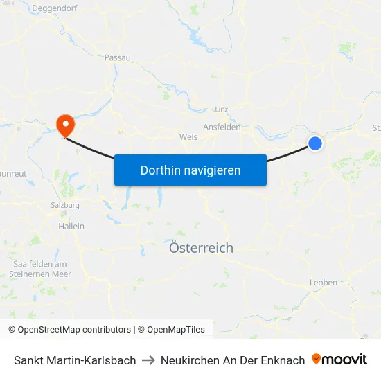Sankt Martin-Karlsbach to Neukirchen An Der Enknach map