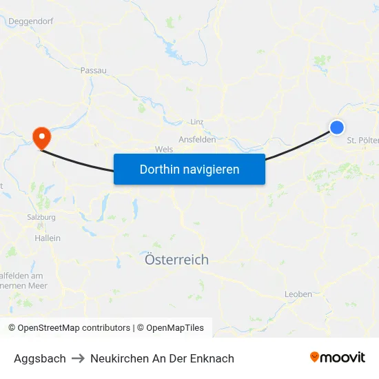 Aggsbach to Neukirchen An Der Enknach map