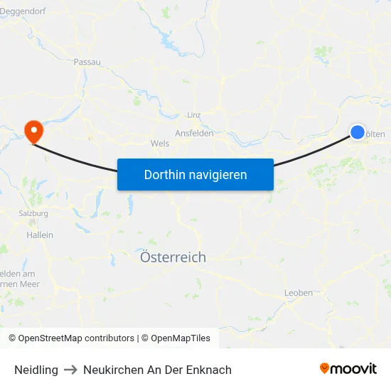Neidling to Neukirchen An Der Enknach map