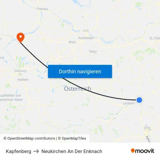 Kapfenberg to Neukirchen An Der Enknach map