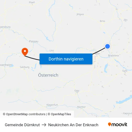 Gemeinde Dürnkrut to Neukirchen An Der Enknach map