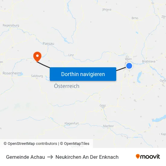 Gemeinde Achau to Neukirchen An Der Enknach map