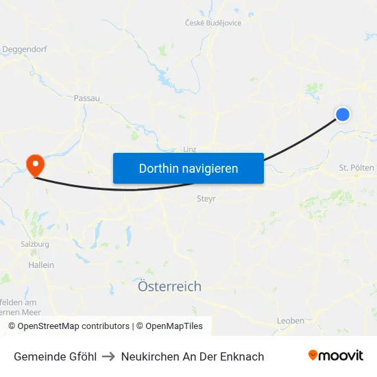 Gemeinde Gföhl to Neukirchen An Der Enknach map