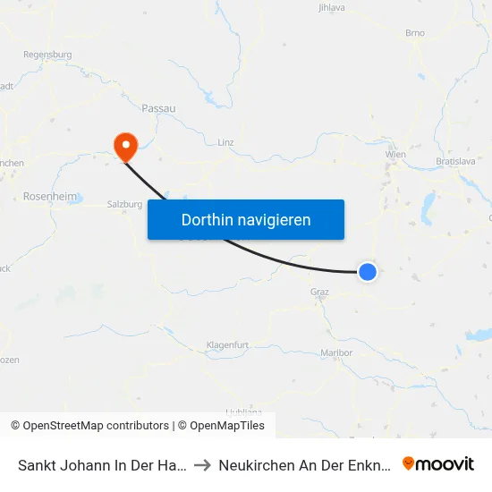 Sankt Johann In Der Haide to Neukirchen An Der Enknach map