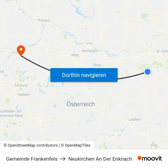 Gemeinde Frankenfels to Neukirchen An Der Enknach map