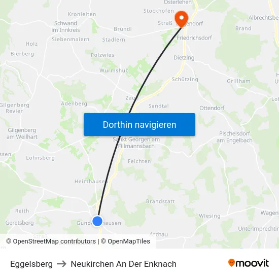 Eggelsberg to Neukirchen An Der Enknach map