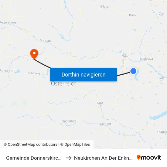 Gemeinde Donnerskirchen to Neukirchen An Der Enknach map