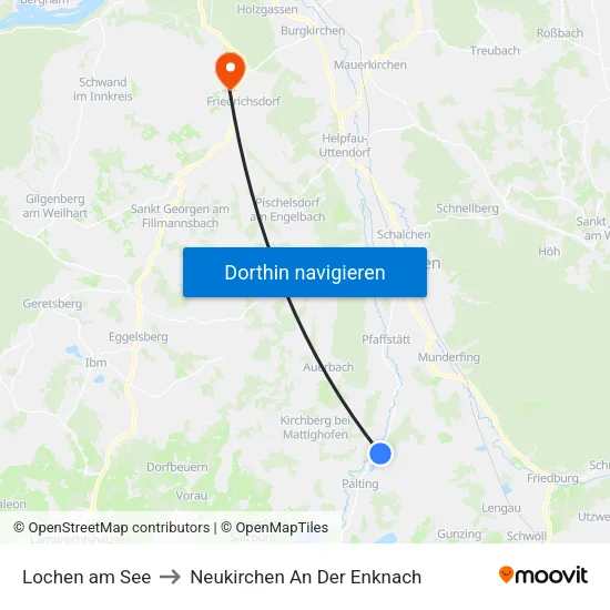 Lochen am See to Neukirchen An Der Enknach map