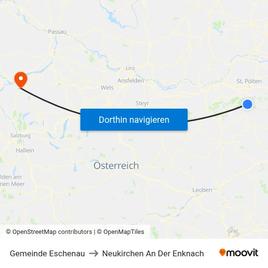 Gemeinde Eschenau to Neukirchen An Der Enknach map