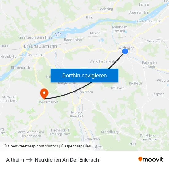 Altheim to Neukirchen An Der Enknach map