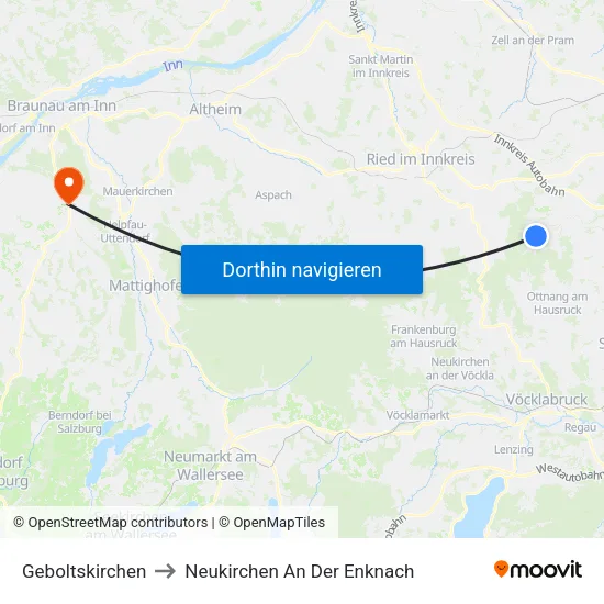 Geboltskirchen to Neukirchen An Der Enknach map