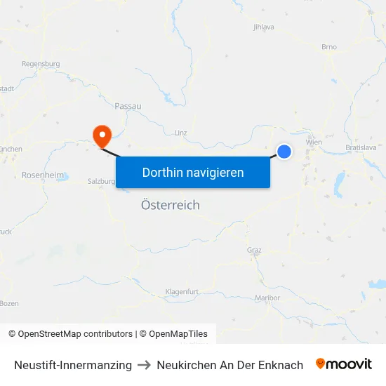Neustift-Innermanzing to Neukirchen An Der Enknach map