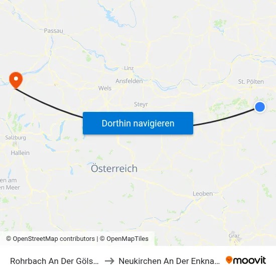 Rohrbach An Der Gölsen to Neukirchen An Der Enknach map