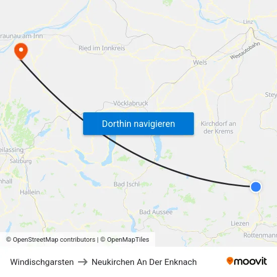 Windischgarsten to Neukirchen An Der Enknach map