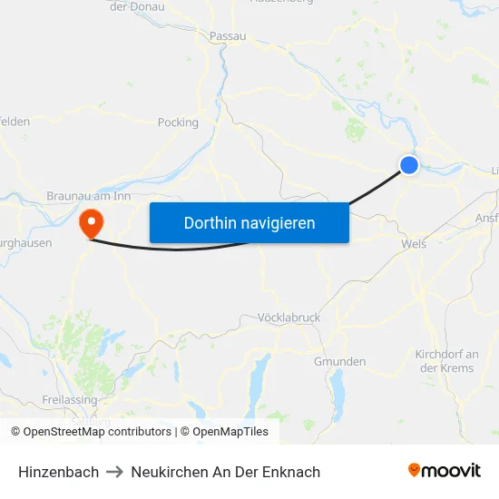 Hinzenbach to Neukirchen An Der Enknach map