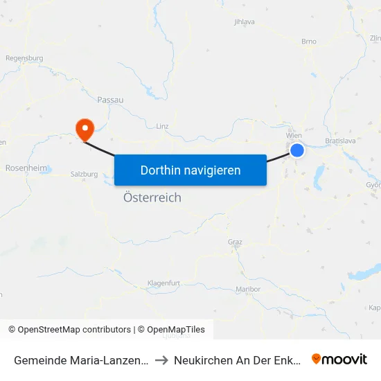Gemeinde Maria-Lanzendorf to Neukirchen An Der Enknach map