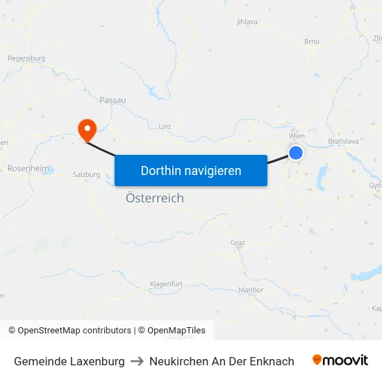 Gemeinde Laxenburg to Neukirchen An Der Enknach map