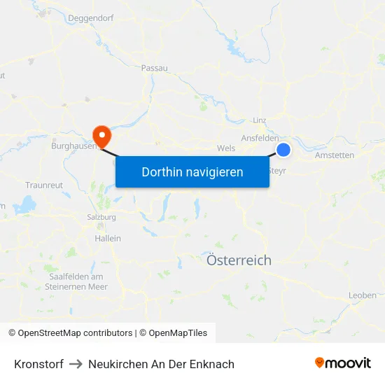 Kronstorf to Neukirchen An Der Enknach map