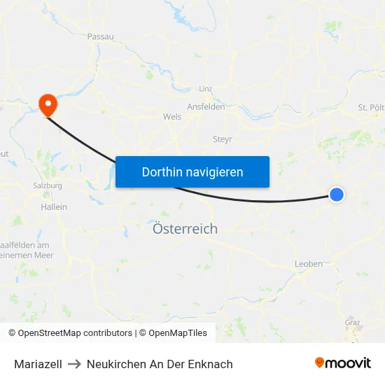 Mariazell to Neukirchen An Der Enknach map