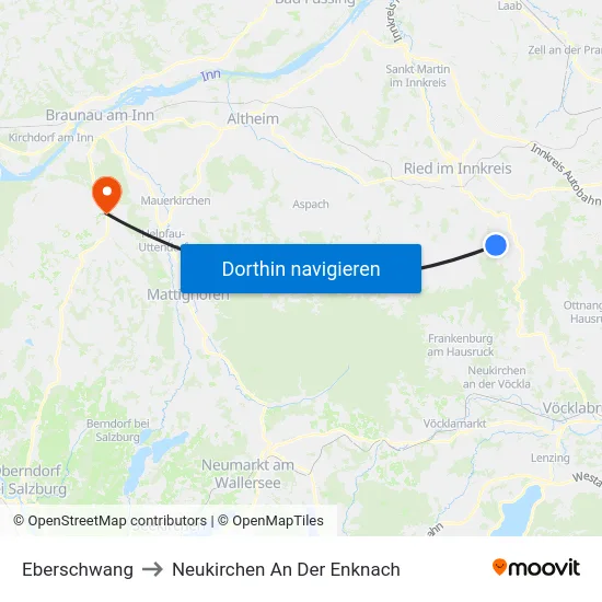 Eberschwang to Neukirchen An Der Enknach map