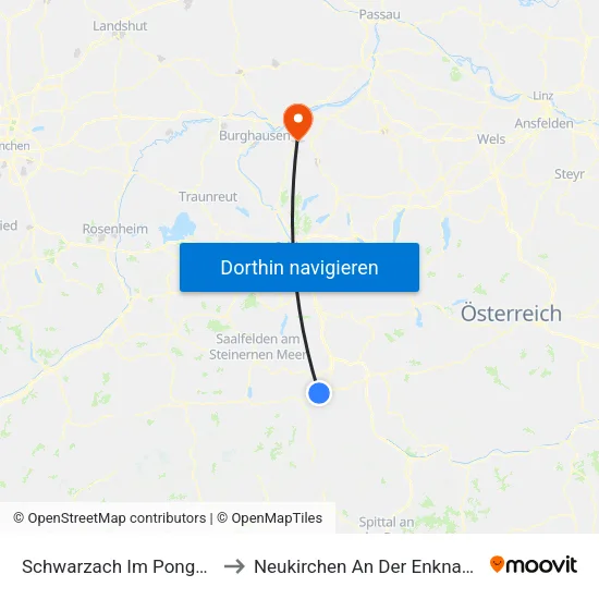 Schwarzach Im Pongau to Neukirchen An Der Enknach map