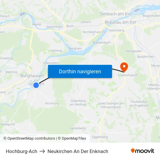 Hochburg-Ach to Neukirchen An Der Enknach map