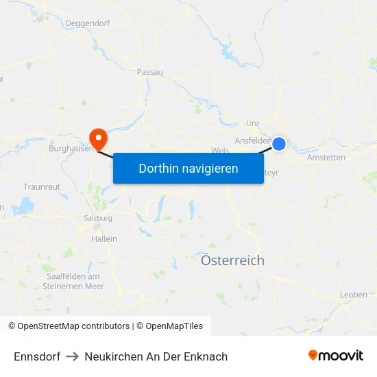 Ennsdorf to Neukirchen An Der Enknach map