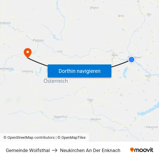 Gemeinde Wolfsthal to Neukirchen An Der Enknach map