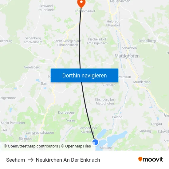 Seeham to Neukirchen An Der Enknach map