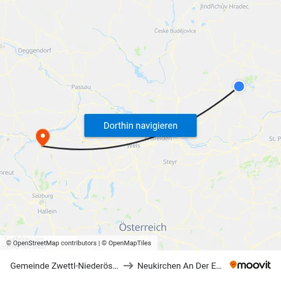 Gemeinde Zwettl-Niederösterreich to Neukirchen An Der Enknach map