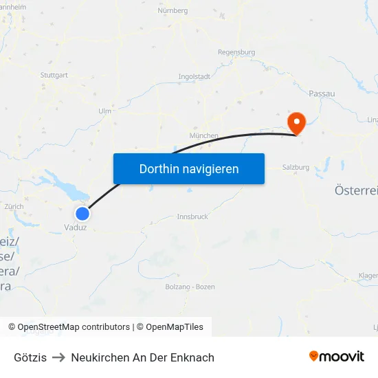 Götzis to Neukirchen An Der Enknach map