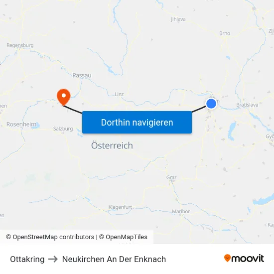 Ottakring to Neukirchen An Der Enknach map