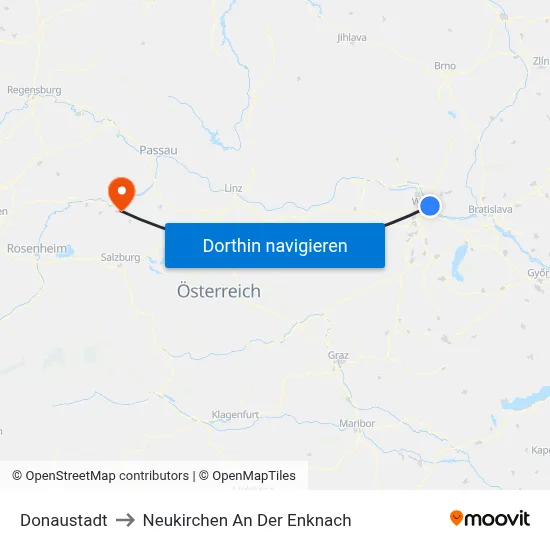Donaustadt to Neukirchen An Der Enknach map