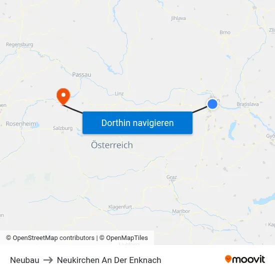 Neubau to Neukirchen An Der Enknach map