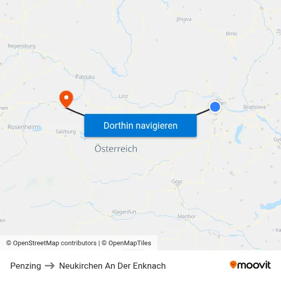 Penzing to Neukirchen An Der Enknach map