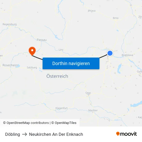 Döbling to Neukirchen An Der Enknach map