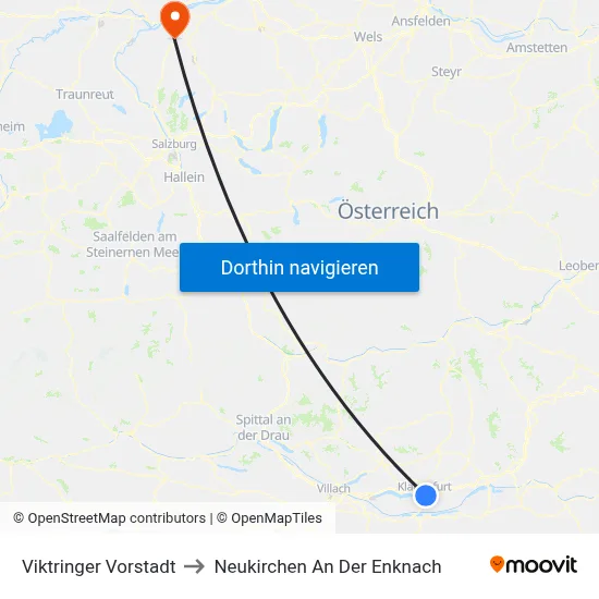 Viktringer Vorstadt to Neukirchen An Der Enknach map