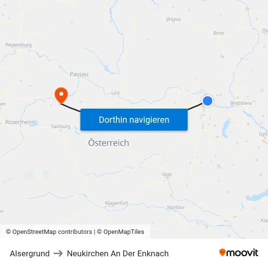 Alsergrund to Neukirchen An Der Enknach map