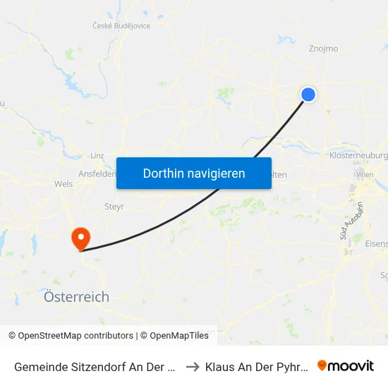 Gemeinde Sitzendorf An Der Schmida to Klaus An Der Pyhrnbahn map