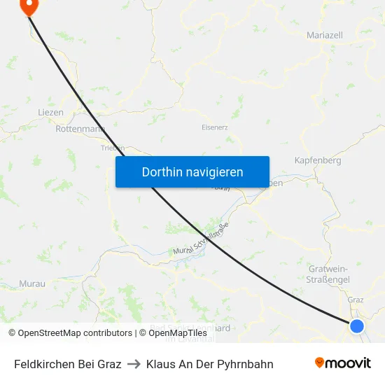 Feldkirchen Bei Graz to Klaus An Der Pyhrnbahn map