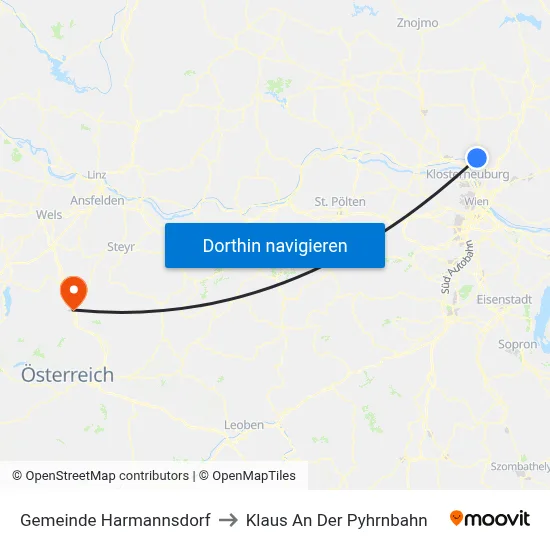 Gemeinde Harmannsdorf to Klaus An Der Pyhrnbahn map