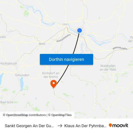Sankt Georgen An Der Gusen to Klaus An Der Pyhrnbahn map