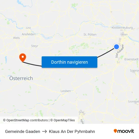 Gemeinde Gaaden to Klaus An Der Pyhrnbahn map