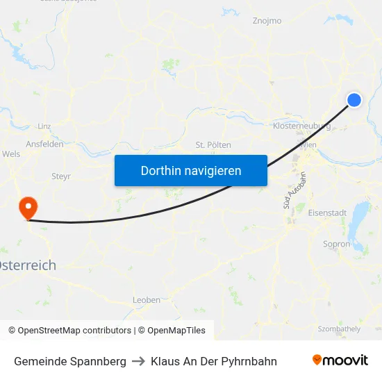 Gemeinde Spannberg to Klaus An Der Pyhrnbahn map