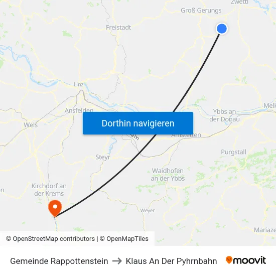 Gemeinde Rappottenstein to Klaus An Der Pyhrnbahn map