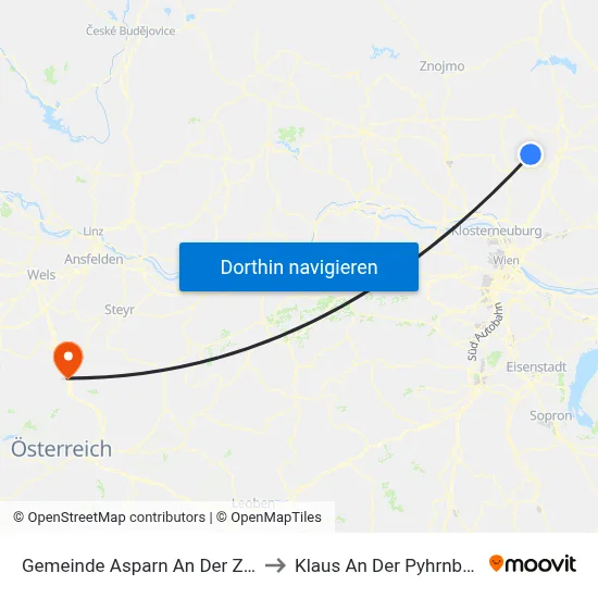Gemeinde Asparn An Der Zaya to Klaus An Der Pyhrnbahn map