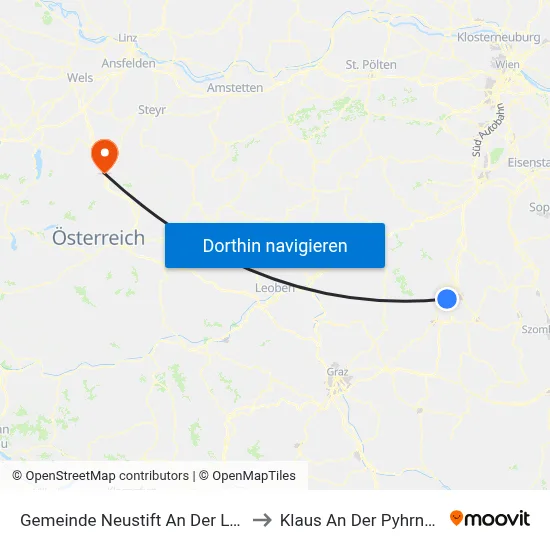 Gemeinde Neustift An Der Lafnitz to Klaus An Der Pyhrnbahn map