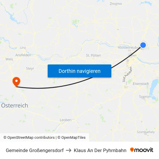 Gemeinde Großengersdorf to Klaus An Der Pyhrnbahn map