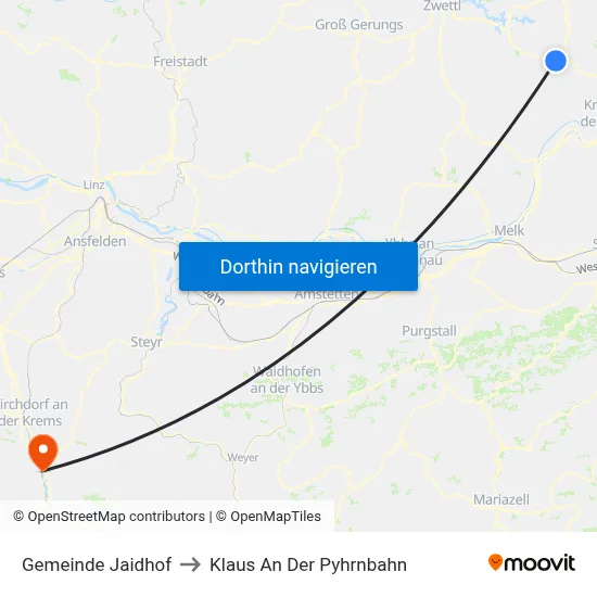 Gemeinde Jaidhof to Klaus An Der Pyhrnbahn map