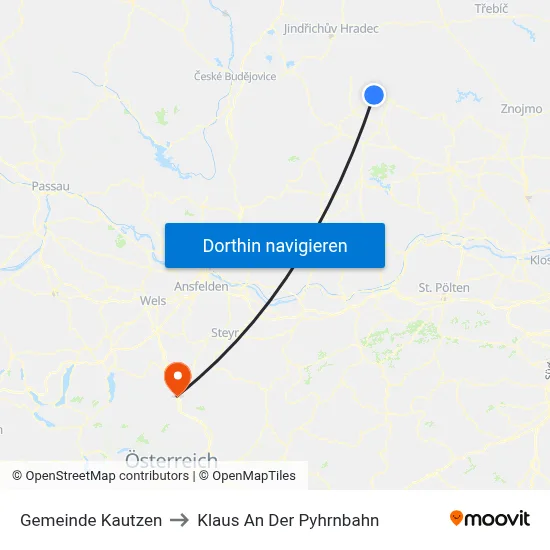 Gemeinde Kautzen to Klaus An Der Pyhrnbahn map